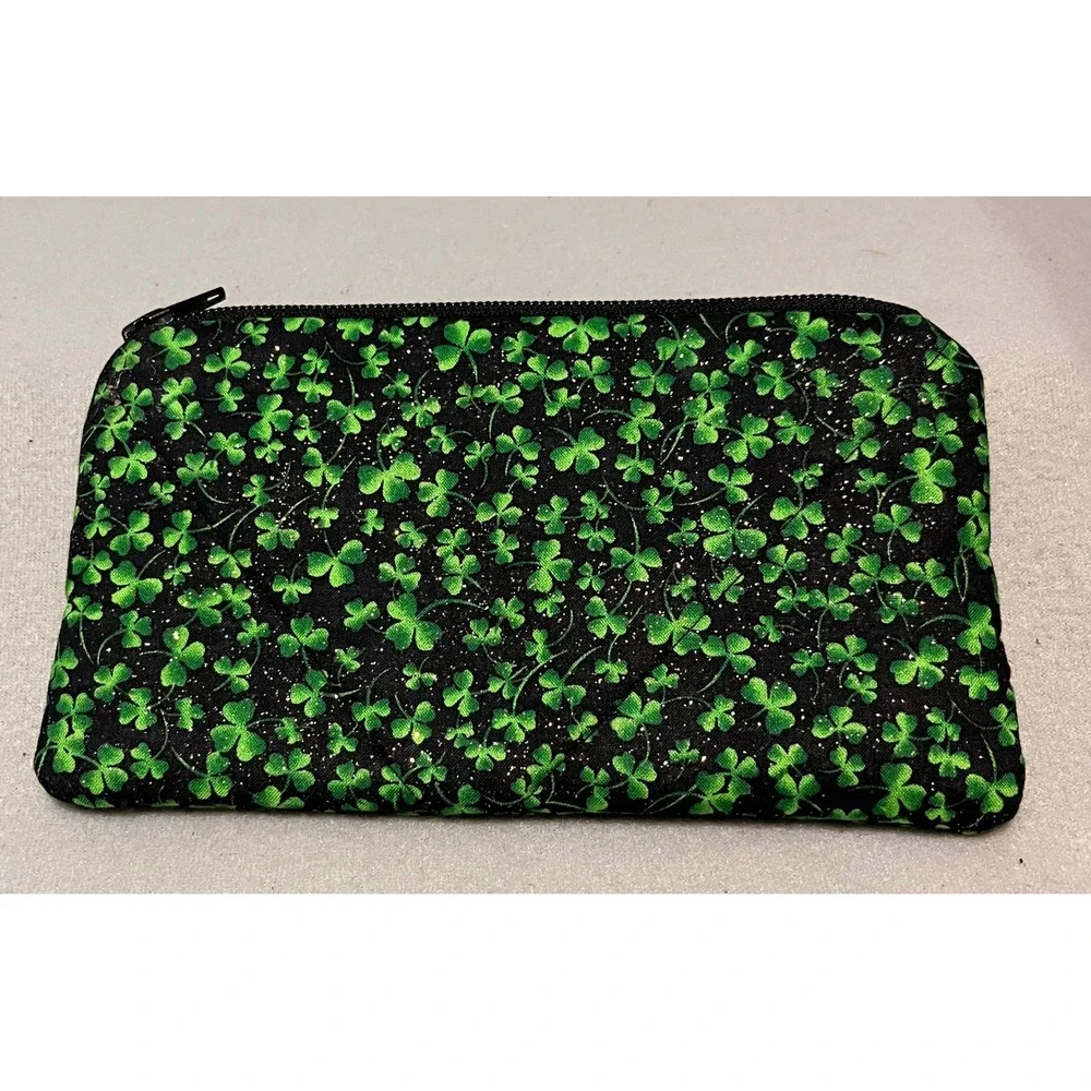 Lightweight Travel‎ Totes Daren Otis Green Shamrock Clover Zipper Pouch Glitter